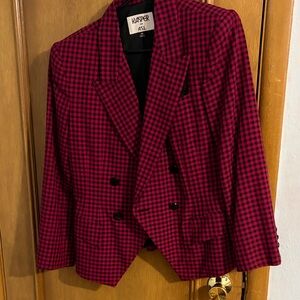 Kasper Red and Black Plaid Blazer